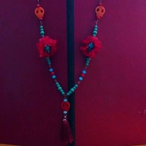 Handmade dia de los muertos necklace